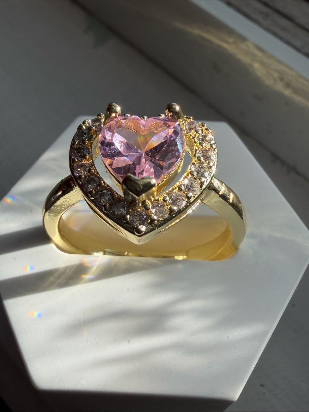 Blush Crystal Heart Ring